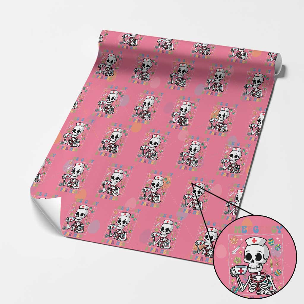 Emergency Department Skeleton Nurse Easter Wrapping Paper Roll ER Nursing Room TS02 Pink Print Your Wear