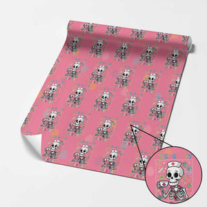 Emergency Department Skeleton Nurse Easter Wrapping Paper Roll ER Nursing Room TS02 Pink Print Your Wear