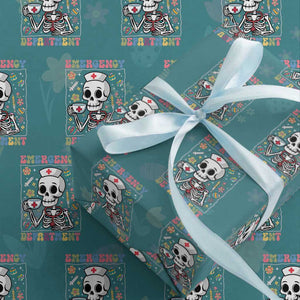 Emergency Department Skeleton Nurse Easter Wrapping Paper Roll ER Nursing Room TS02 Teal Print Your Wear