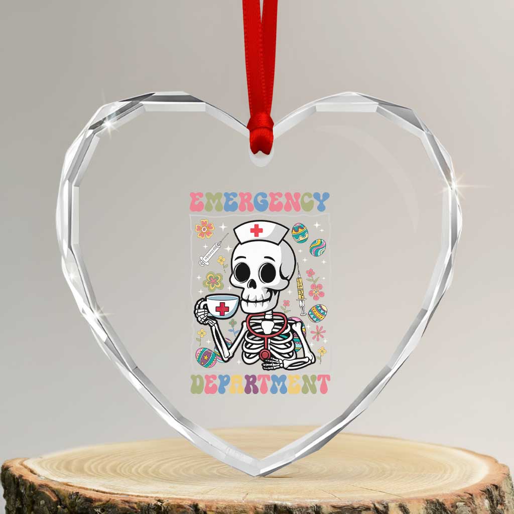 Emergency Department Skeleton Nurse Easter Heart Crystal Glass Ornament ER Nursing Room TS02 Transparent Glass 3'' Heart Print Your Wear
