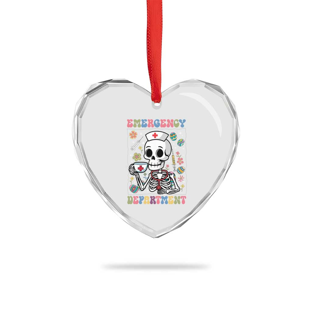 Emergency Department Skeleton Nurse Easter Heart Crystal Glass Ornament ER Nursing Room TS02 Print Your Wear
