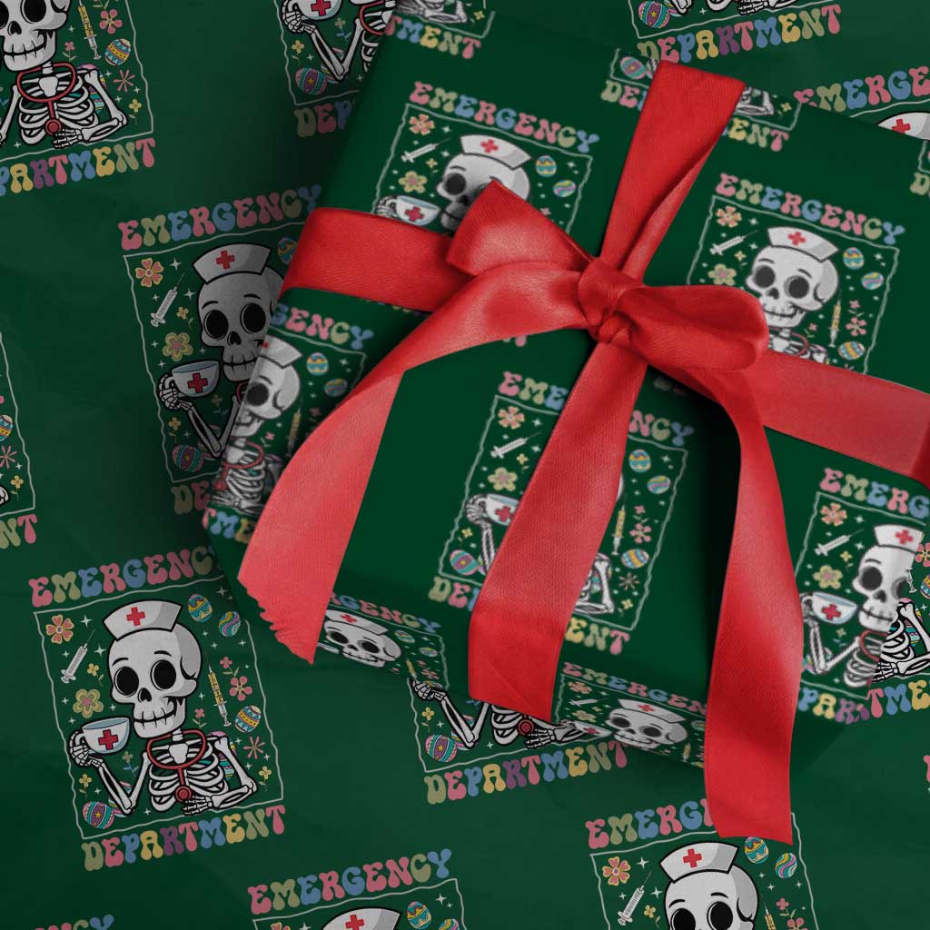 Emergency Department Skeleton Nurse Easter Wrapping Paper Roll ER Nursing Room TS02 Green Print Your Wear