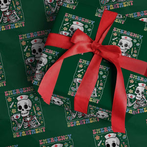 Emergency Department Skeleton Nurse Easter Wrapping Paper Roll ER Nursing Room TS02 Green Print Your Wear