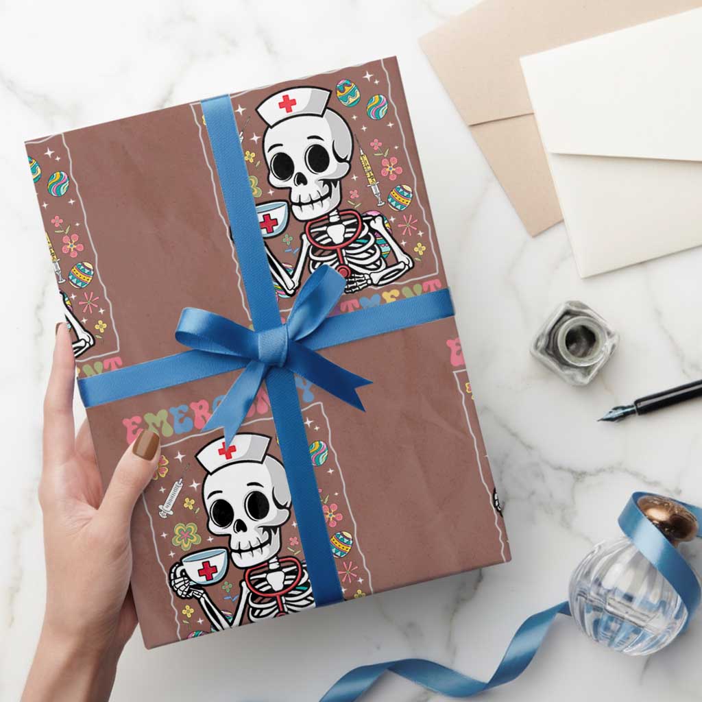 Emergency Department Skeleton Nurse Easter Wrapping Paper Roll ER Nursing Room TS02 Mocha Print Your Wear