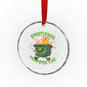 Emotional Dumpster Fire Crystal Glass Ornament Funny Mental Health Retro Groovy TS02 Print Your Wear