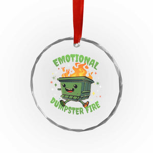 Emotional Dumpster Fire Crystal Glass Ornament Funny Mental Health Retro Groovy TS02 Print Your Wear