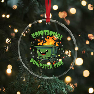 Emotional Dumpster Fire Crystal Glass Ornament Funny Mental Health Retro Groovy TS02 Print Your Wear