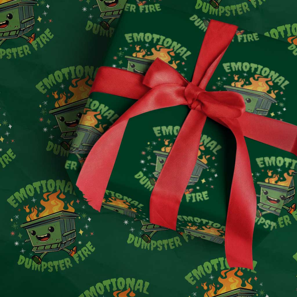 Emotional Dumpster Fire Wrapping Paper Roll Funny Mental Health Retro Groovy TS02 Green Print Your Wear