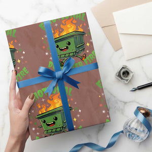 Emotional Dumpster Fire Wrapping Paper Roll Funny Mental Health Retro Groovy TS02 Mocha Print Your Wear