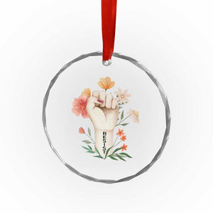 Empowered Women Crystal Glass Ornament Resist Raised Fist Retro Boho TS02 Print Your Wear