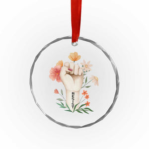 Empowered Women Crystal Glass Ornament Resist Raised Fist Retro Boho TS02 Print Your Wear
