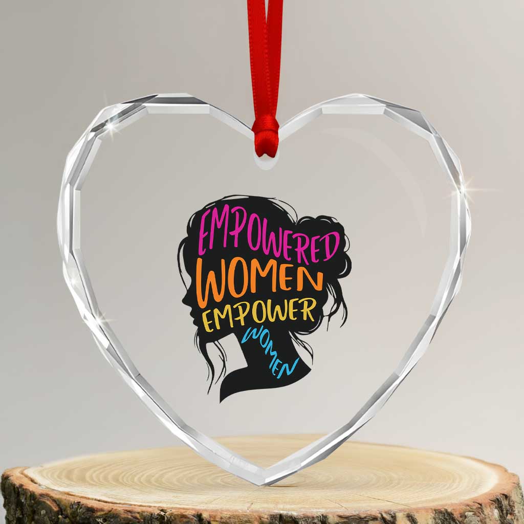 Empowered Women Empower Women Heart Crystal Glass Ornament TS02 Transparent Glass 3'' Heart Print Your Wear