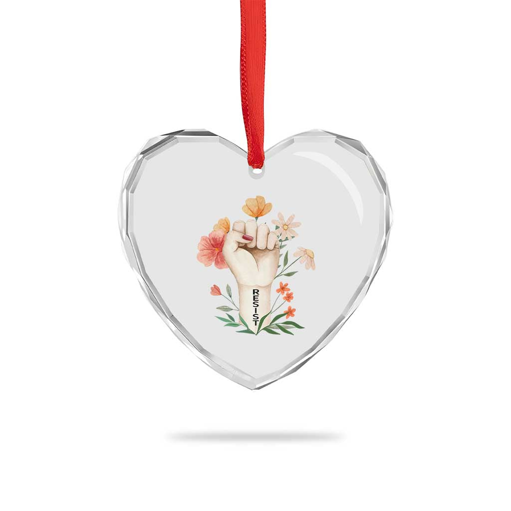Empowered Women Heart Crystal Glass Ornament Resist Raised Fist Retro Boho TS02 Print Your Wear