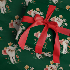 Empowered Women Wrapping Paper Roll Resist Raised Fist Retro Boho TS02 Green Print Your Wear