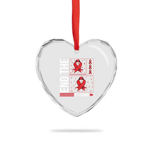 End The Stigma HIV Awareness Heart Crystal Glass Ornament Red Ribbon Gift TS12 Print Your Wear