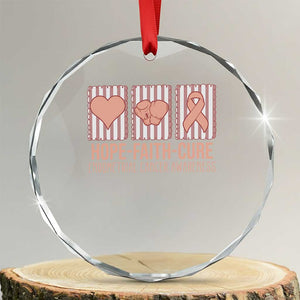 Endometrial Cancer Awareness Crystal Glass Ornament Hope Faith Cure Peach Ribbon