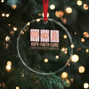 Endometrial Cancer Awareness Crystal Glass Ornament Hope Faith Cure Peach Ribbon