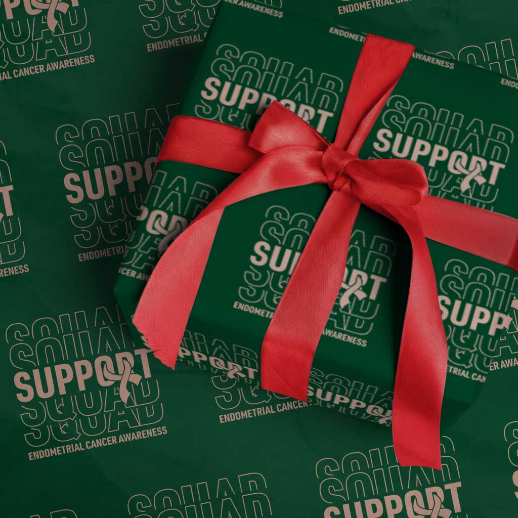 Endometrial Cancer Awareness Wrapping Paper Roll Support Squad Ribbon Warrior TS12 Green Print Your Wear