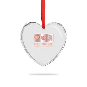 Endometrial Cancer Awareness Heart Crystal Glass Ornament Hope Faith Cure Peach Ribbon
