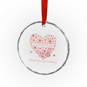 Endometrial Cancer Family Support Crystal Glass Ornament I Wear Peach For My Mom