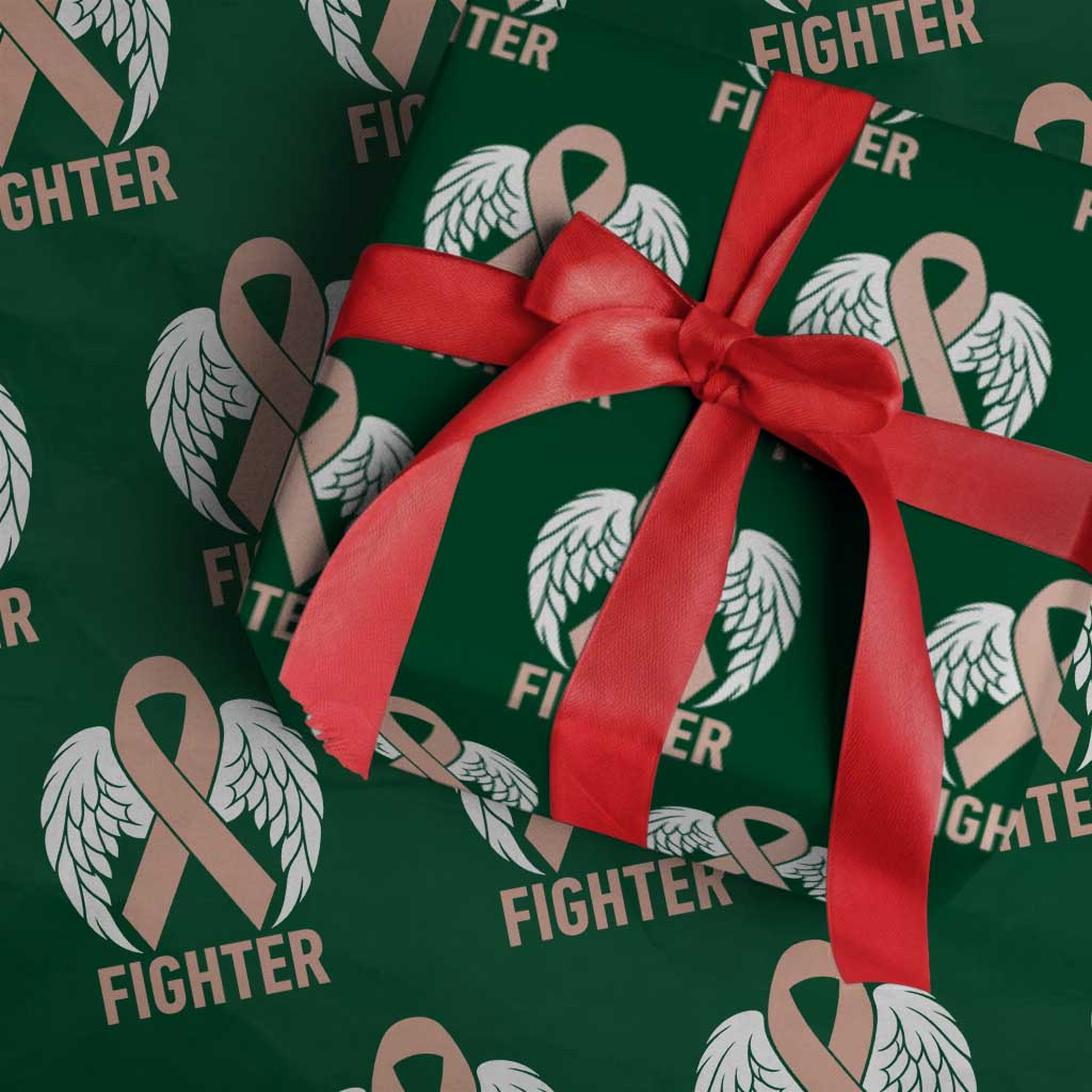Endometrial Cancer Fighter Wrapping Paper Roll Peach Ribbon Angel Wings Survivor