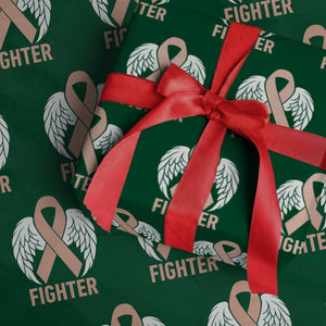 Endometrial Cancer Fighter Wrapping Paper Roll Peach Ribbon Angel Wings Survivor