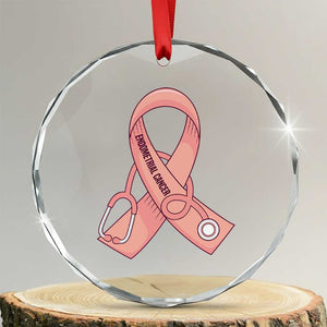 Endometrial Cancer Healthcare Warrior Crystal Glass Ornament Peach Stethoscope Nurse
