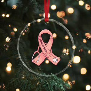 Endometrial Cancer Healthcare Warrior Crystal Glass Ornament Peach Stethoscope Nurse