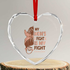 Endometrial Cancer Support Heart Crystal Glass Ornament My Moms Fight My Fight