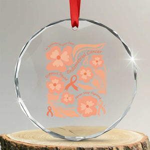 Endometrial Cancer Support Squad Floral Gift Crystal Glass Ornament In September We Wear Peach