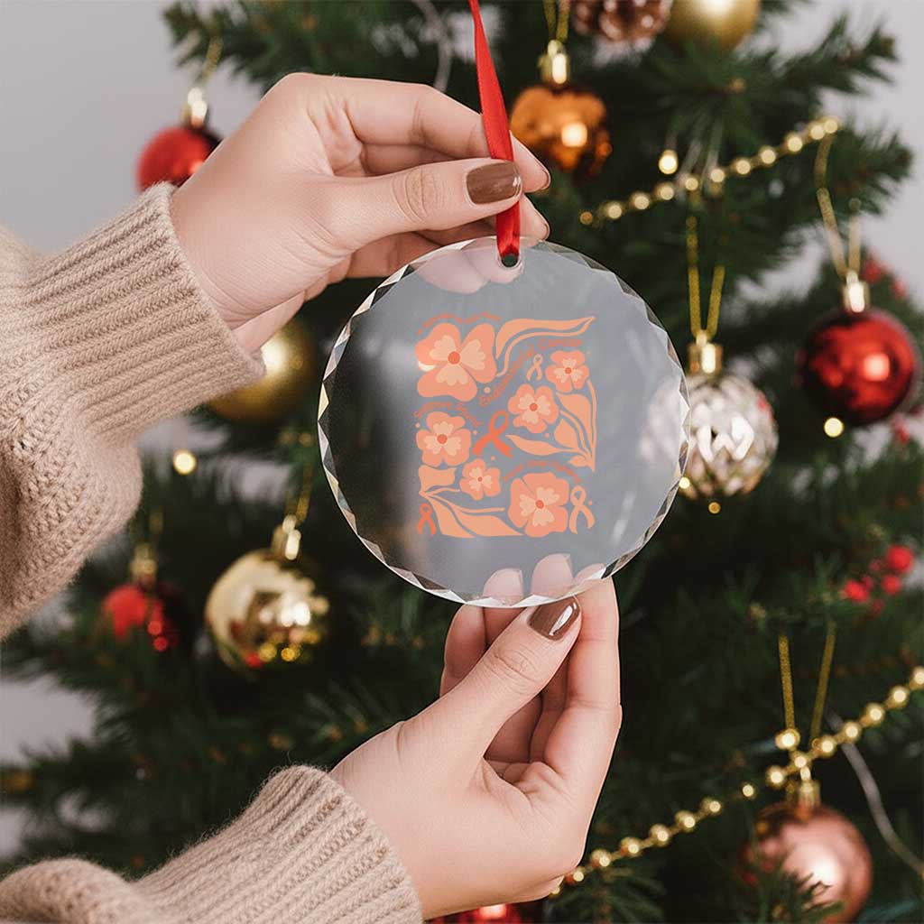 Endometrial Cancer Support Squad Floral Gift Crystal Glass Ornament In September We Wear Peach