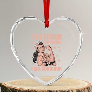 Endometrial Cancer Warrior Heart Crystal Glass Ornament Too Tough For Cancer Im A Survivor