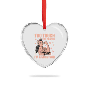 Endometrial Cancer Warrior Heart Crystal Glass Ornament Too Tough For Cancer Im A Survivor