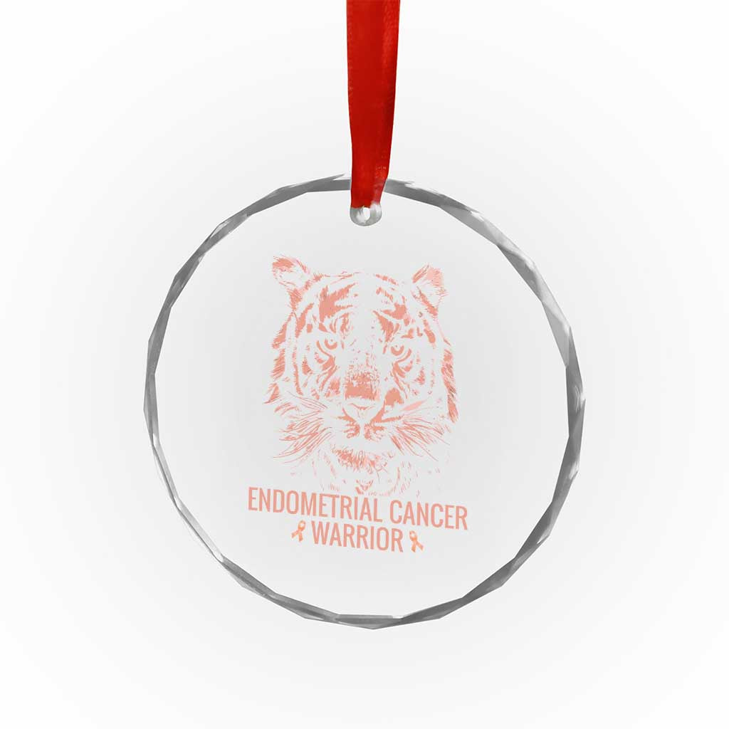 Endometrial Cancer Warrior Tiger Crystal Glass Ornament Strength Courage Hope