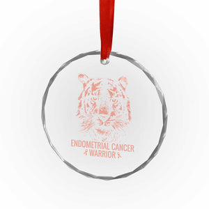 Endometrial Cancer Warrior Tiger Crystal Glass Ornament Strength Courage Hope