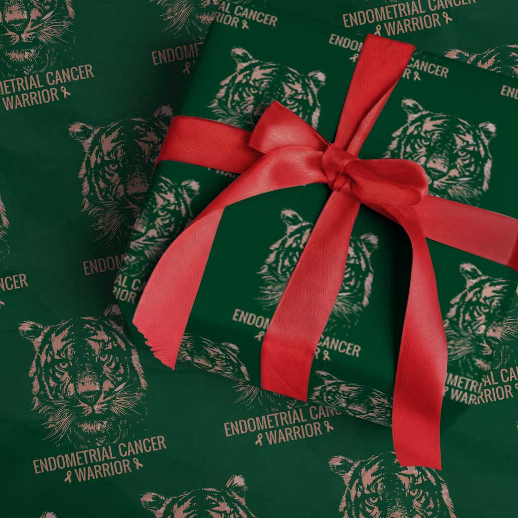 Endometrial Cancer Warrior Tiger Wrapping Paper Roll Strength Courage Hope TS12 Green Print Your Wear