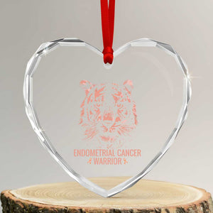 Endometrial Cancer Warrior Tiger Heart Crystal Glass Ornament Strength Courage Hope
