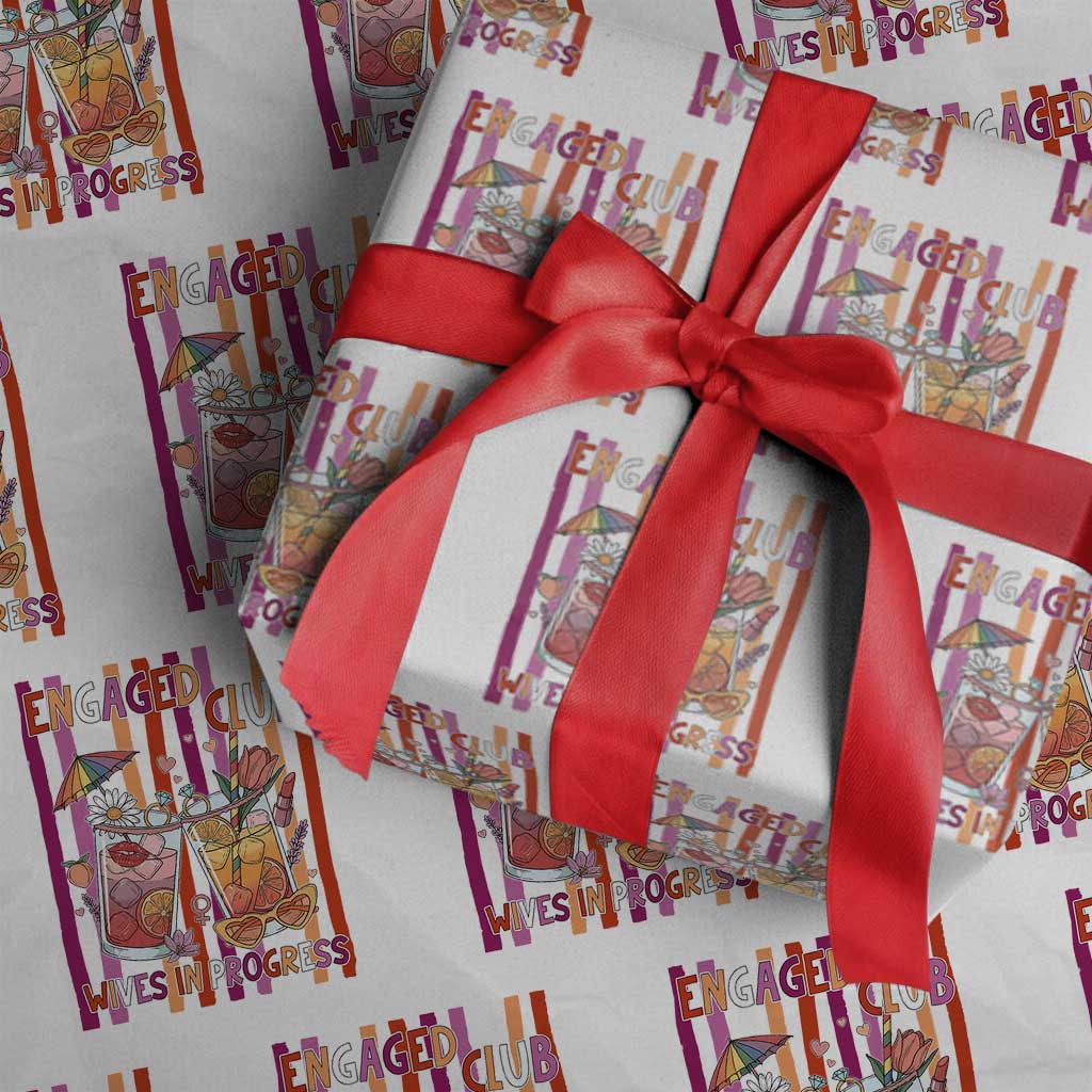Engaged Club Wives In Progress Wrapping Paper Roll Lesbian Bachelorette Engagement Gift