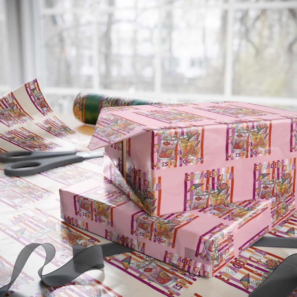 Engaged Club Wives In Progress Wrapping Paper Roll Lesbian Bachelorette Engagement Gift