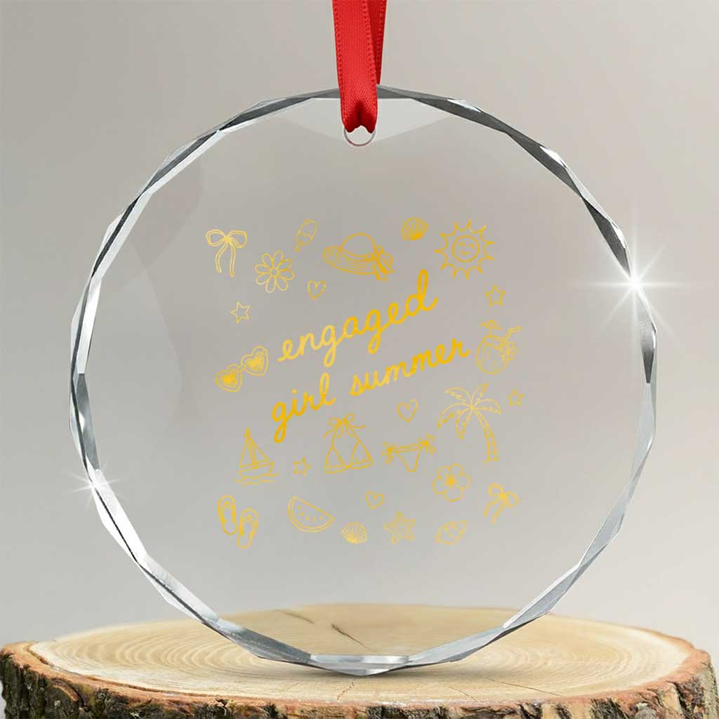 Engaged Girl Summer Crystal Glass Ornament Bride To Be Engagement TS10 Transparent Glass 3'' Circle Print Your Wear