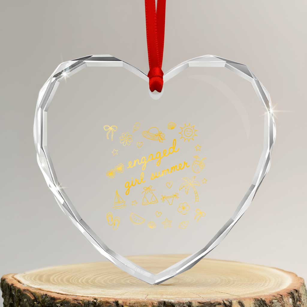 Engaged Girl Summer Heart Crystal Glass Ornament Bride To Be Engagement TS10 Transparent Glass 3'' Heart Print Your Wear