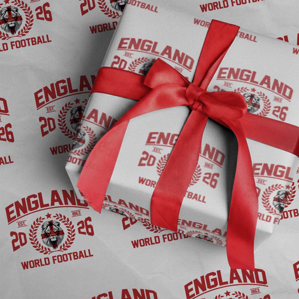 England Football Flag Wrapping Paper Roll Lion St George Cross Soccer Fan Patriotic TS14 White Print Your Wear