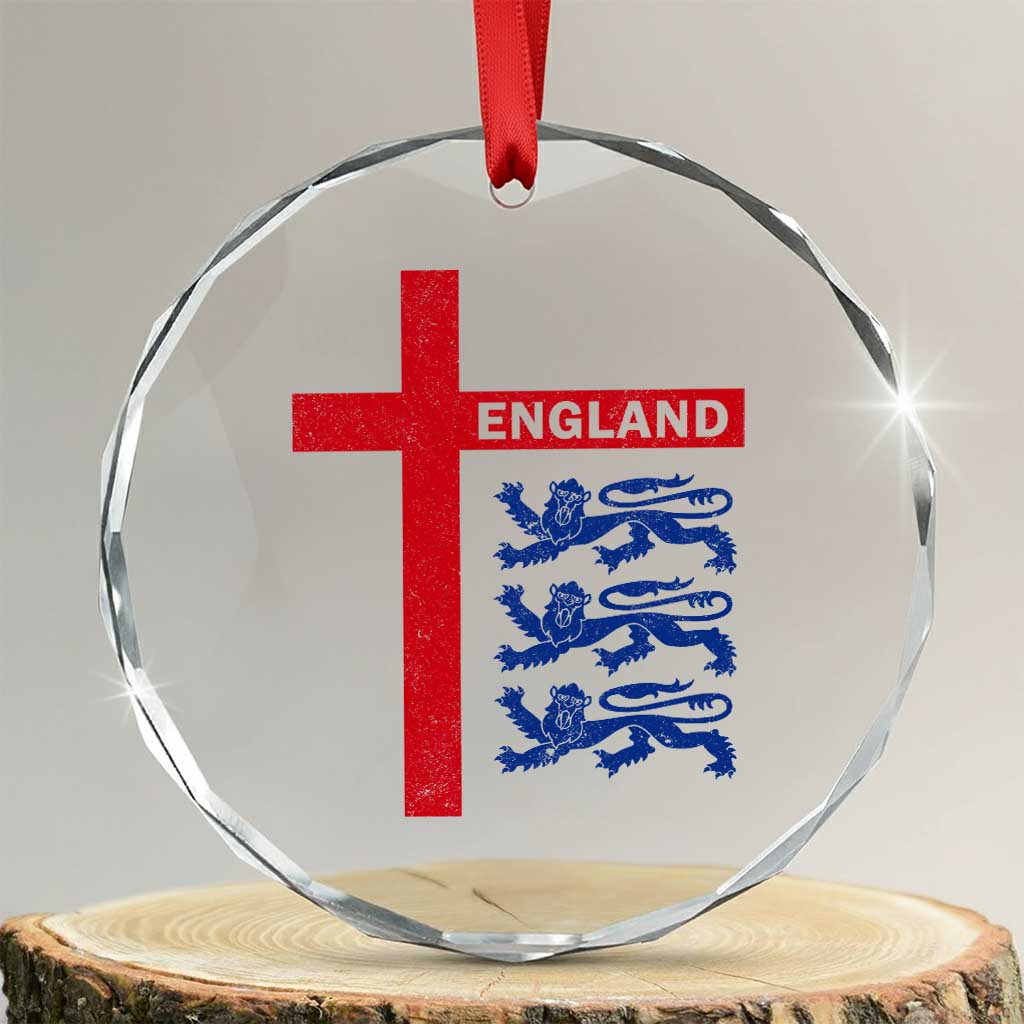 England Football St George Cross Three Lions Emblem Crystal Glass Ornament TS11 Transparent Glass 3'' Circle Print Your Wear