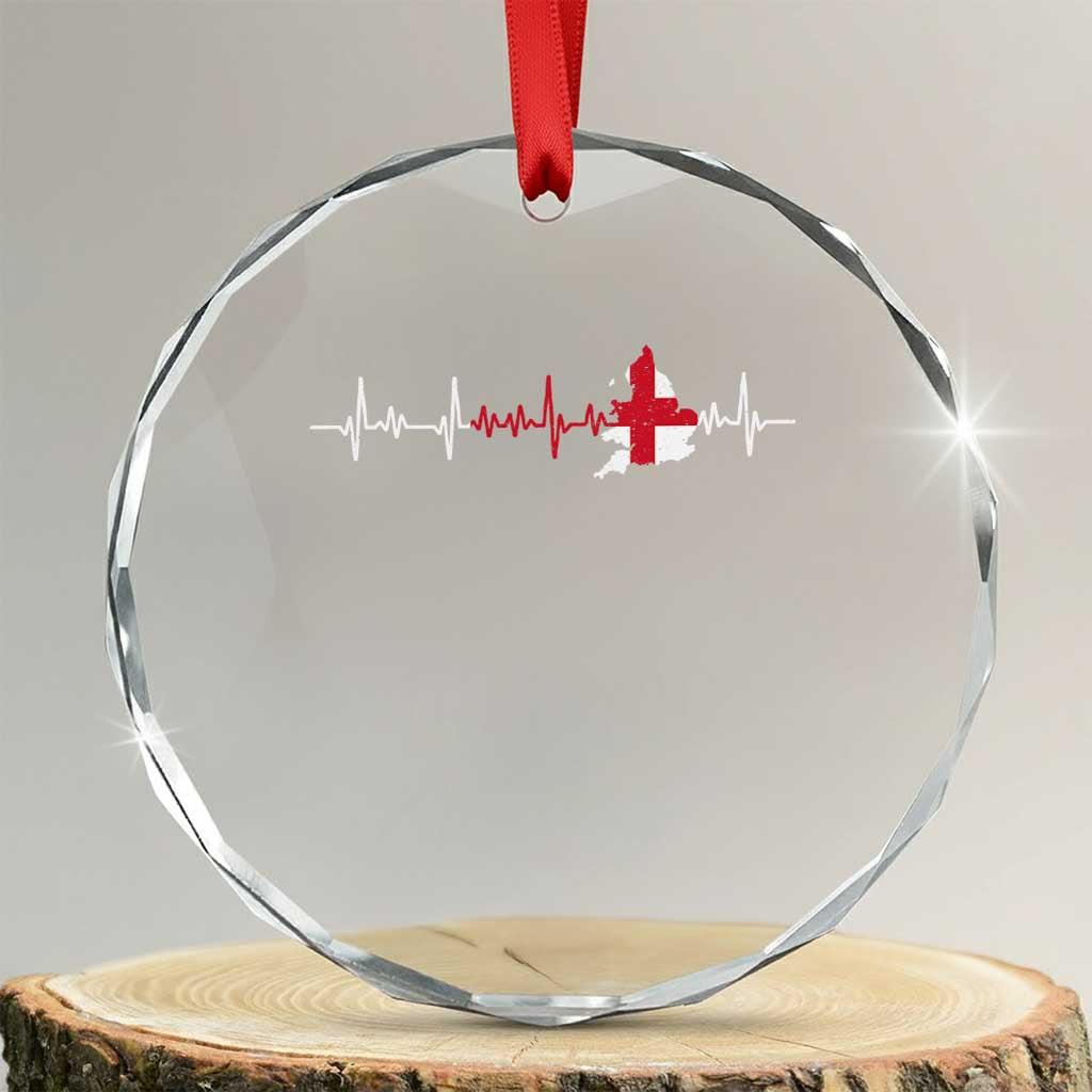 England Heartbeat EKG English Flag Map Crystal Glass Ornament TS14 Transparent Glass 3'' Circle Print Your Wear