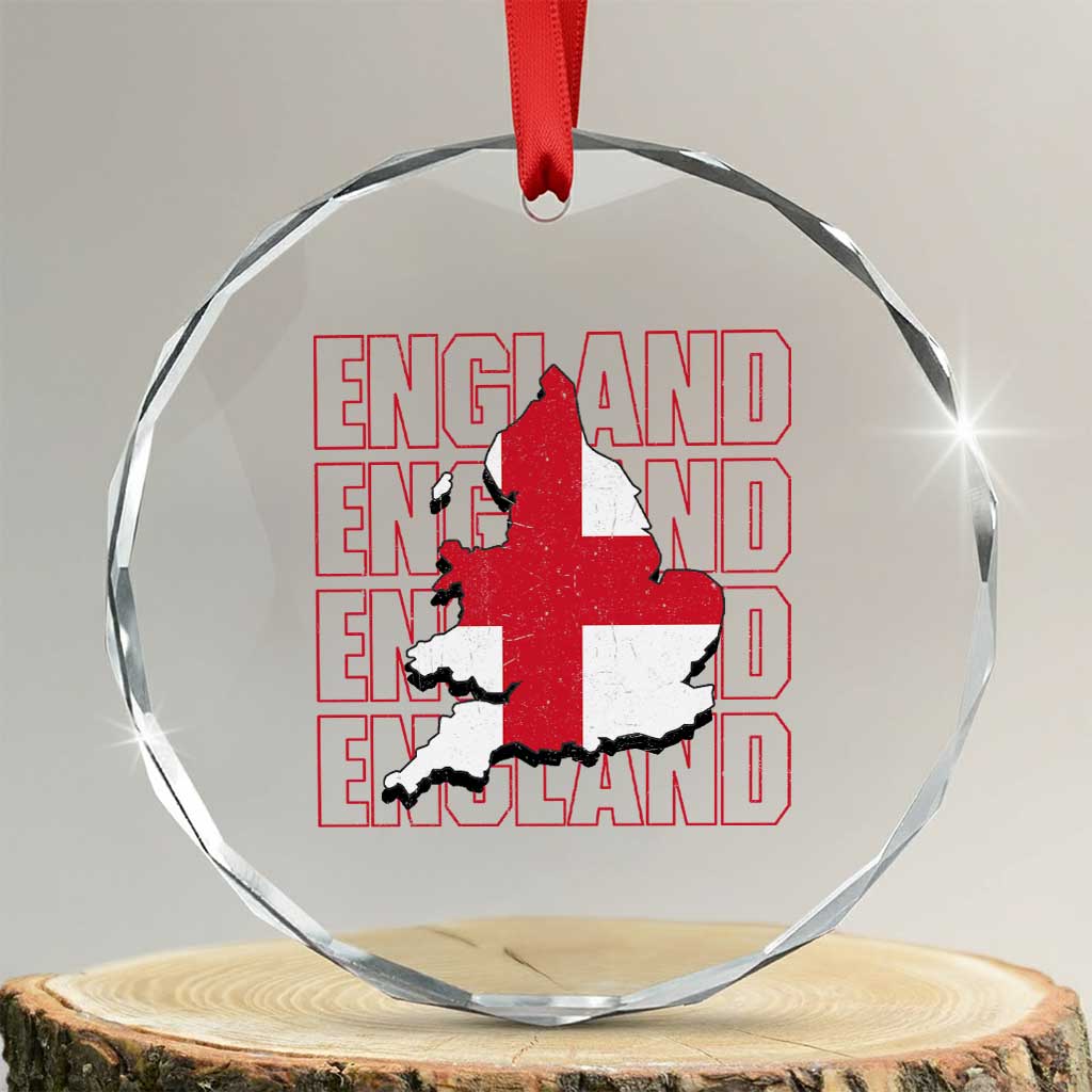 England Map St George's Cross English Roots Crystal Glass Ornament TS14 Transparent Glass 3'' Circle Print Your Wear