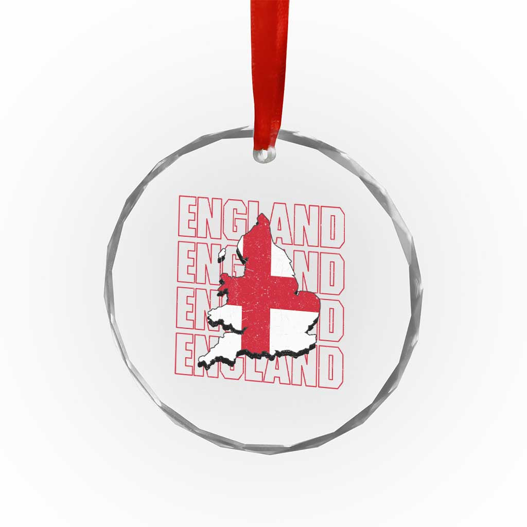 England Map St George's Cross English Roots Crystal Glass Ornament