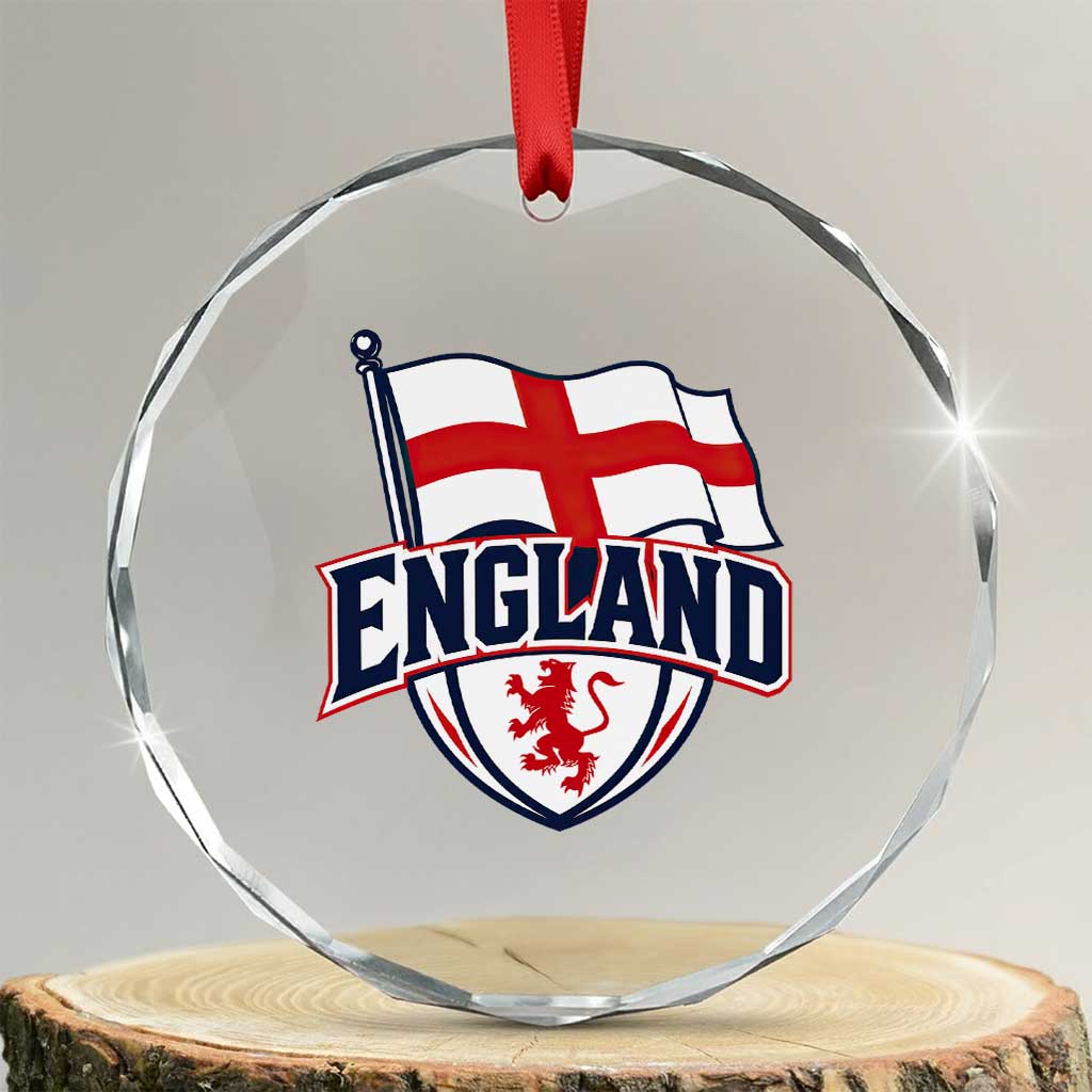England Patriotic Crest St George Cross Flag Graphic Crystal Glass Ornament English Lion Crest Heritage Pride Souvenir TS02 Transparent Glass 3'' Circle Print Your Wear