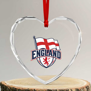 England Patriotic Crest St George Cross Flag Graphic Heart Crystal Glass Ornament English Lion Crest Heritage Pride Souvenir TS02 Transparent Glass 3'' Heart Print Your Wear