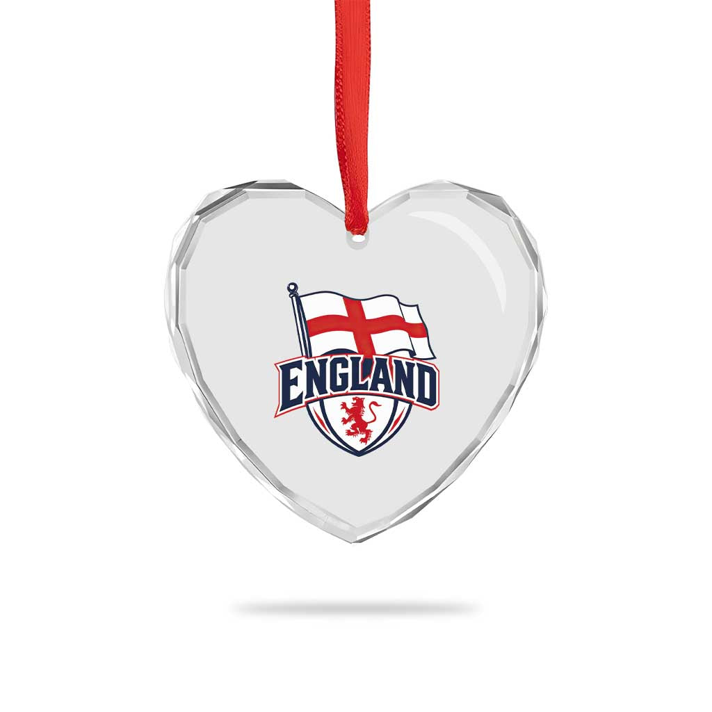 England Patriotic Crest St George Cross Flag Graphic Heart Crystal Glass Ornament English Lion Crest Heritage Pride Souvenir TS02 Print Your Wear