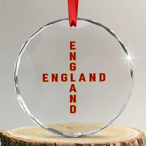 England Pride Cross Shape Typography Graphic Crystal Glass Ornament TS12 Transparent Glass 3'' Circle Print Your Wear